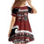 New Zealand Christmas Kid Short Sleeve Dress Meri Kirihimete Aotearoa Warrior on Waka with Maori Art Tattoo