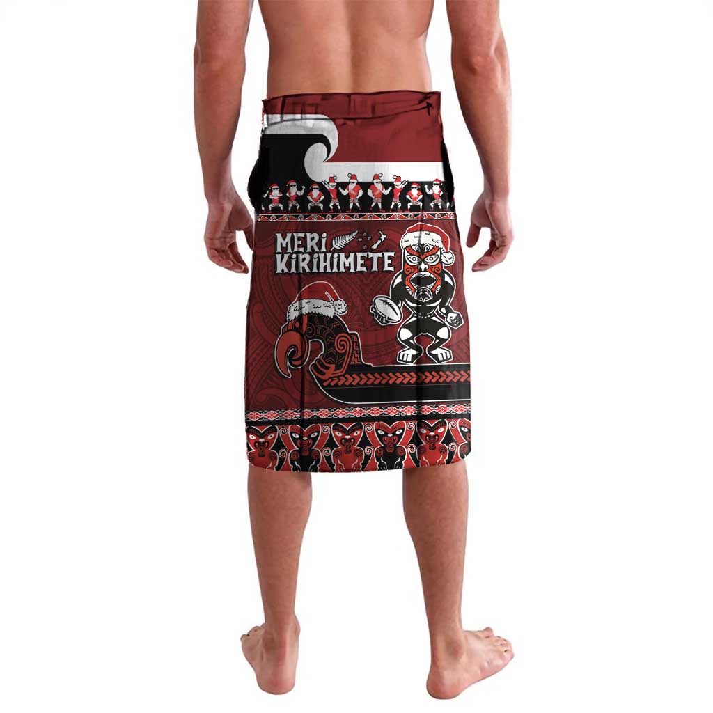 New Zealand Christmas Lavalava Meri Kirihimete Aotearoa Warrior on Waka with Maori Art Tattoo LT03 - Polynesian Pride