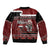 New Zealand Christmas Sleeve Zip Bomber Jacket Meri Kirihimete Aotearoa Warrior on Waka with Maori Art Tattoo