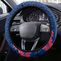 Hawaii Saint Louis School Steering Wheel Cover Kakau Pattern Blue Version LT03 - Polynesian Pride