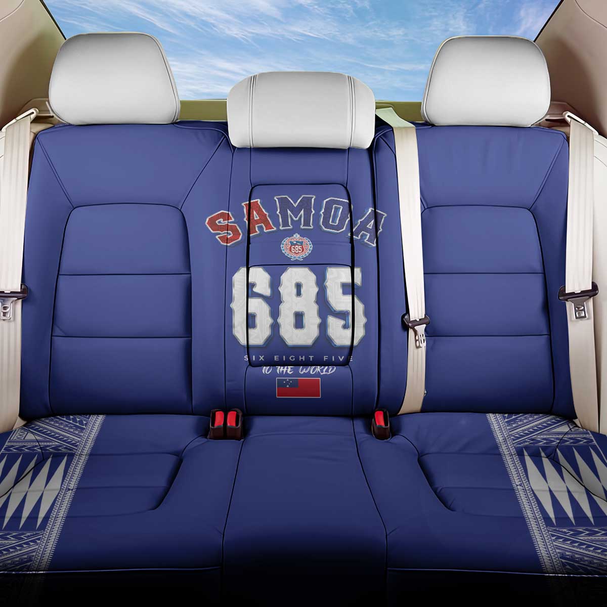 Toa Samoa Rugby Back Car Seat Cover Six Eight Five to The World LT03 One Size Blue - Polynesian Pride