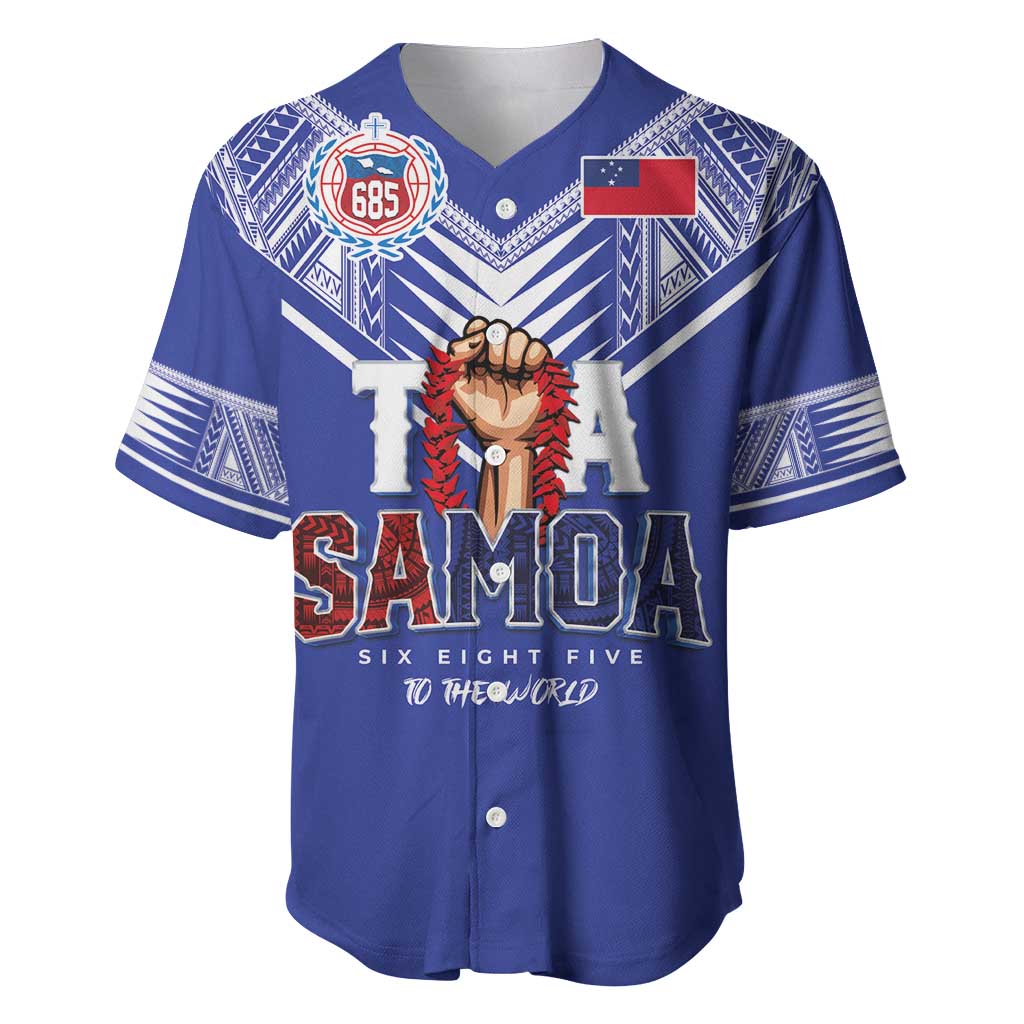 Toa Samoa Rugby Baseball Jersey Six Eight Five to The World LT03 Blue - Polynesian Pride