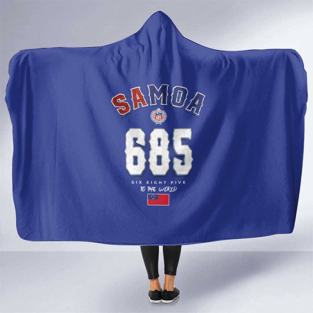 Toa Samoa Rugby Hooded Blanket Six Eight Five to The World LT03 One Size Blue - Polynesian Pride