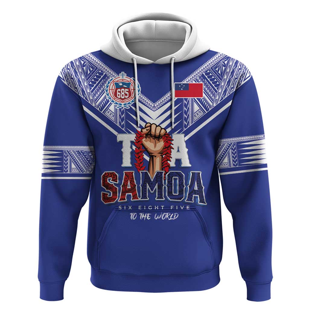 Toa Samoa Rugby Hoodie Six Eight Five to The World LT03 Pullover Hoodie Blue - Polynesian Pride