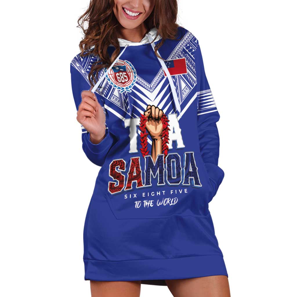 Toa Samoa Rugby Hoodie Dress Six Eight Five to The World LT03 Blue - Polynesian Pride