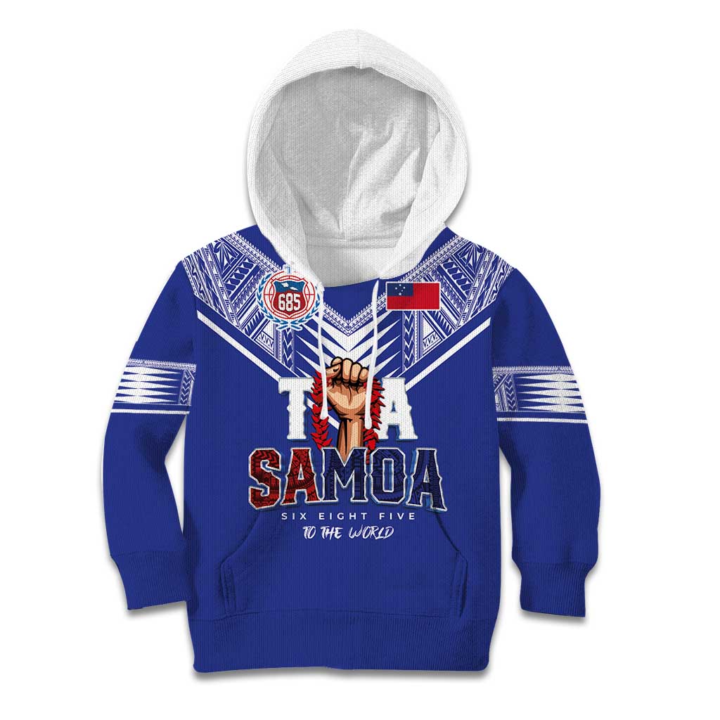 Toa Samoa Rugby Kid Hoodie Six Eight Five to The World LT03 Hoodie Blue - Polynesian Pride
