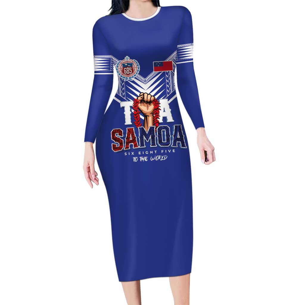 Toa Samoa Rugby Long Sleeve Bodycon Dress Six Eight Five to The World