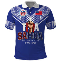 Toa Samoa Rugby Polo Shirt Six Eight Five to The World LT03 Blue - Polynesian Pride