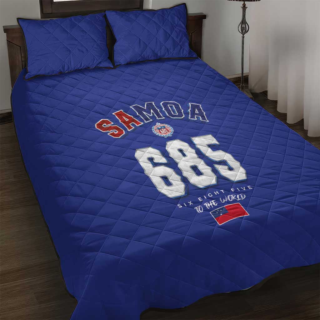 Toa Samoa Rugby Quilt Bed Set Six Eight Five to The World LT03 Blue - Polynesian Pride