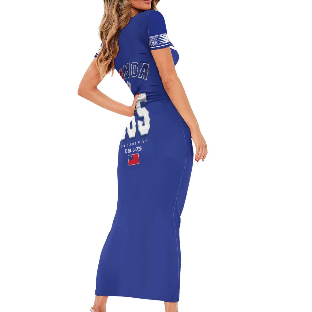 Toa Samoa Rugby Short Sleeve Bodycon Dress Six Eight Five to The World LT03 - Polynesian Pride