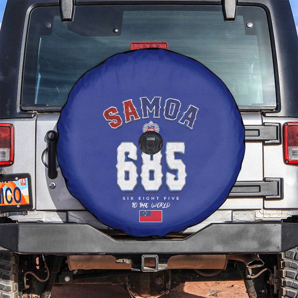 Toa Samoa Rugby Spare Tire Cover Six Eight Five to The World LT03 Blue - Polynesian Pride