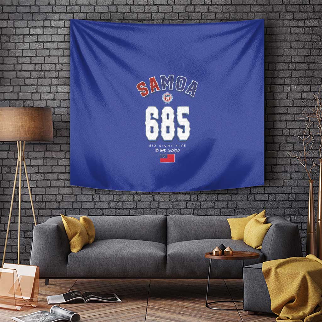 Toa Samoa Rugby Tapestry Six Eight Five to The World LT03 Blue - Polynesian Pride