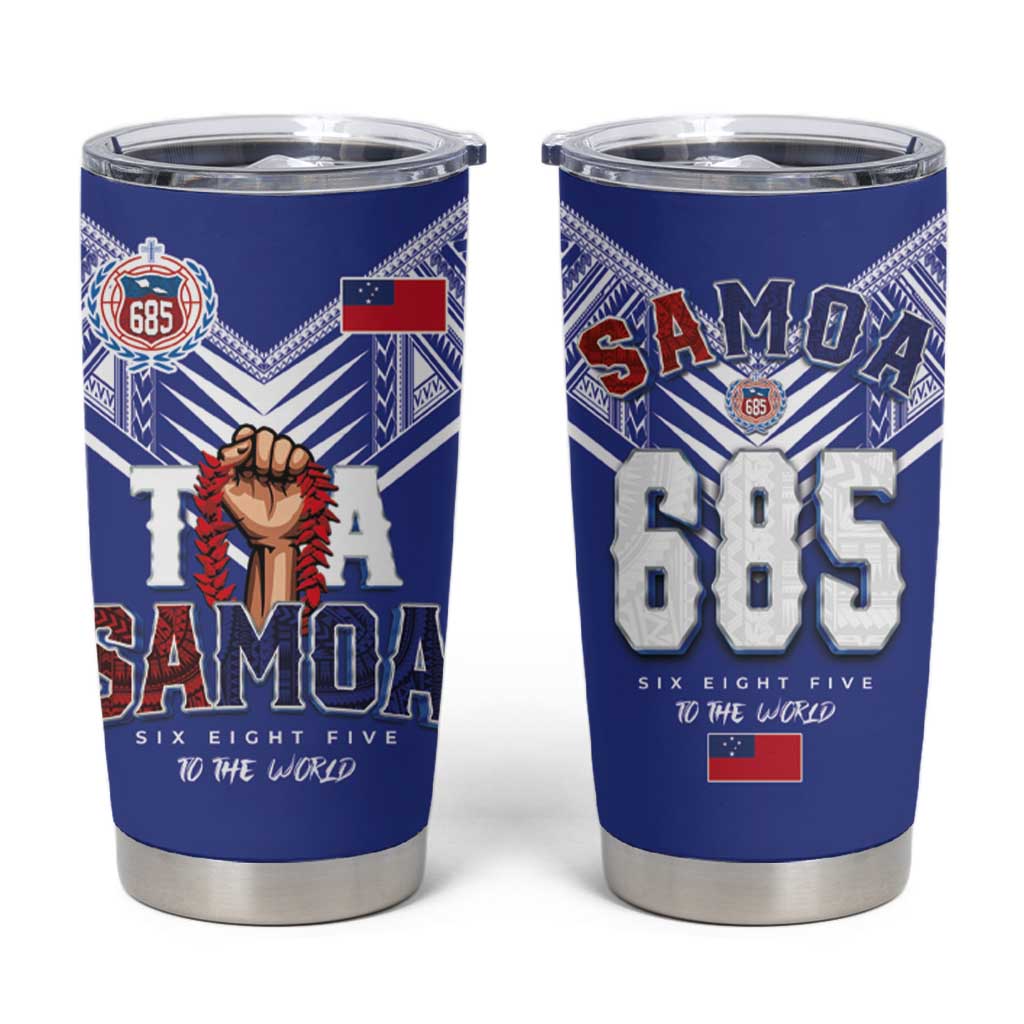 Toa Samoa Rugby Tumbler Cup Six Eight Five to The World LT03 Blue - Polynesian Pride
