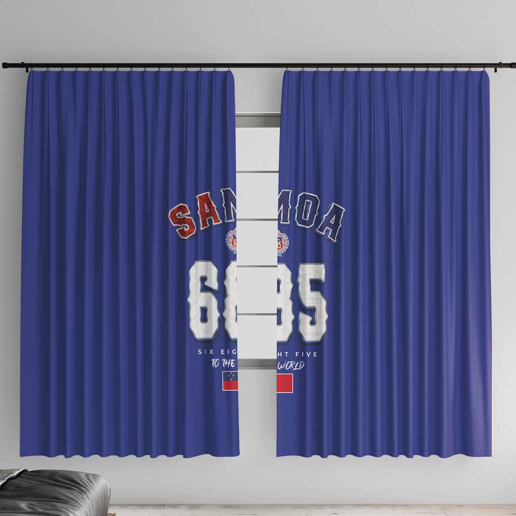 Toa Samoa Rugby Window Curtain Six Eight Five to The World LT03 With Hooks Blue - Polynesian Pride