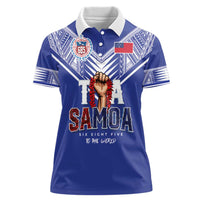 Toa Samoa Rugby Women Polo Shirt Six Eight Five to The World LT03 Female Blue - Polynesian Pride