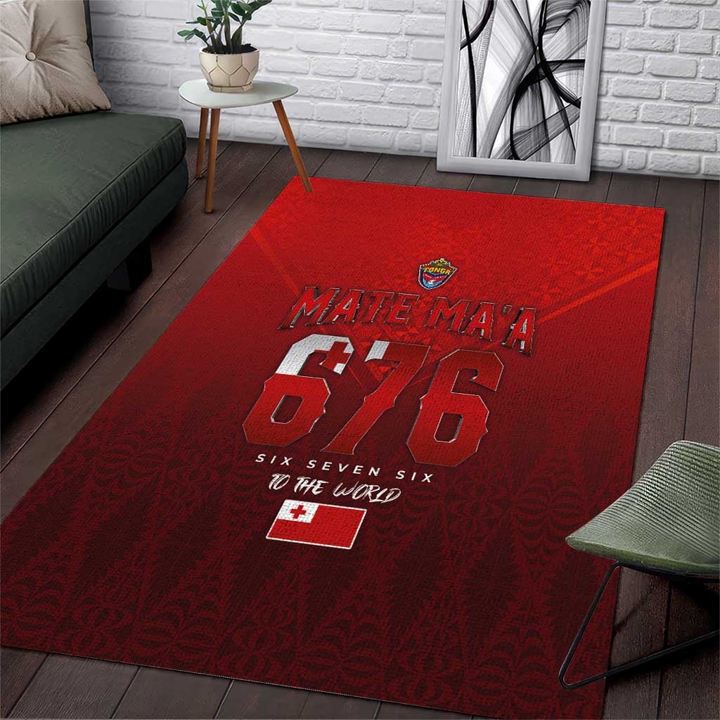 Mate Ma'a Tonga Rugby Area Rug Six Seven Six to The World LT03 Red - Polynesian Pride