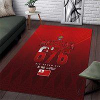 Mate Ma'a Tonga Rugby Area Rug Six Seven Six to The World LT03 Red - Polynesian Pride