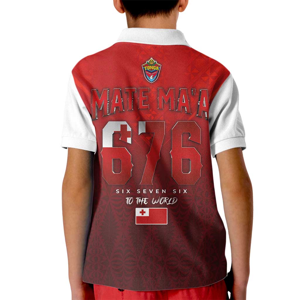 Mate Ma'a Tonga Rugby Kid Polo Shirt Six Seven Six to The World LT03 - Polynesian Pride