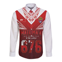 Mate Ma'a Tonga Rugby Long Sleeve Button Shirt Six Seven Six to The World LT03 Unisex Red - Polynesian Pride