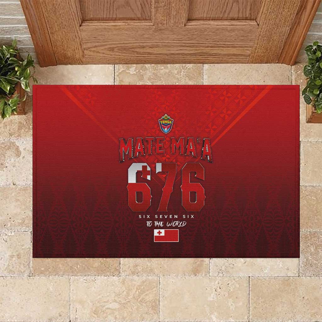 Mate Ma'a Tonga Rugby Rubber Doormat Six Seven Six to The World LT03 Red - Polynesian Pride