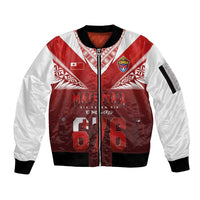Mate Ma'a Tonga Rugby Sleeve Zip Bomber Jacket Six Seven Six to The World LT03 Unisex Red - Polynesian Pride