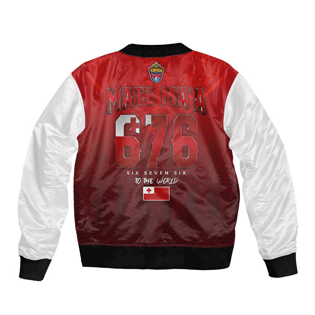 Mate Ma'a Tonga Rugby Sleeve Zip Bomber Jacket Six Seven Six to The World LT03 - Polynesian Pride