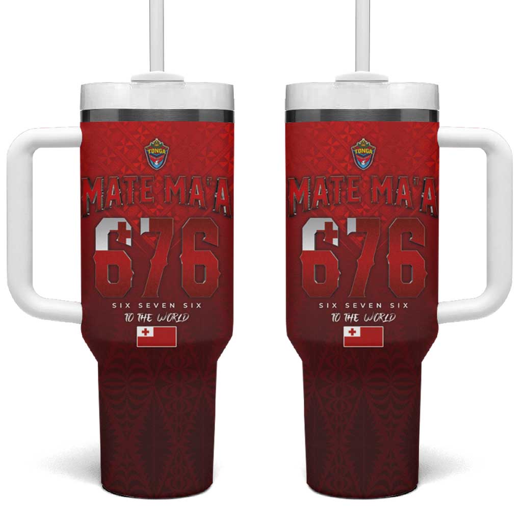 Mate Ma'a Tonga Rugby Tumbler With Handle Six Seven Six to The World LT03 One Size: 40 oz Red - Polynesian Pride