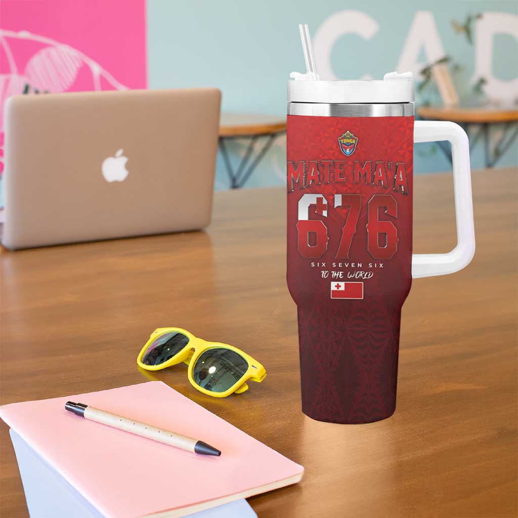 Mate Ma'a Tonga Rugby Tumbler With Handle Six Seven Six to The World LT03 - Polynesian Pride