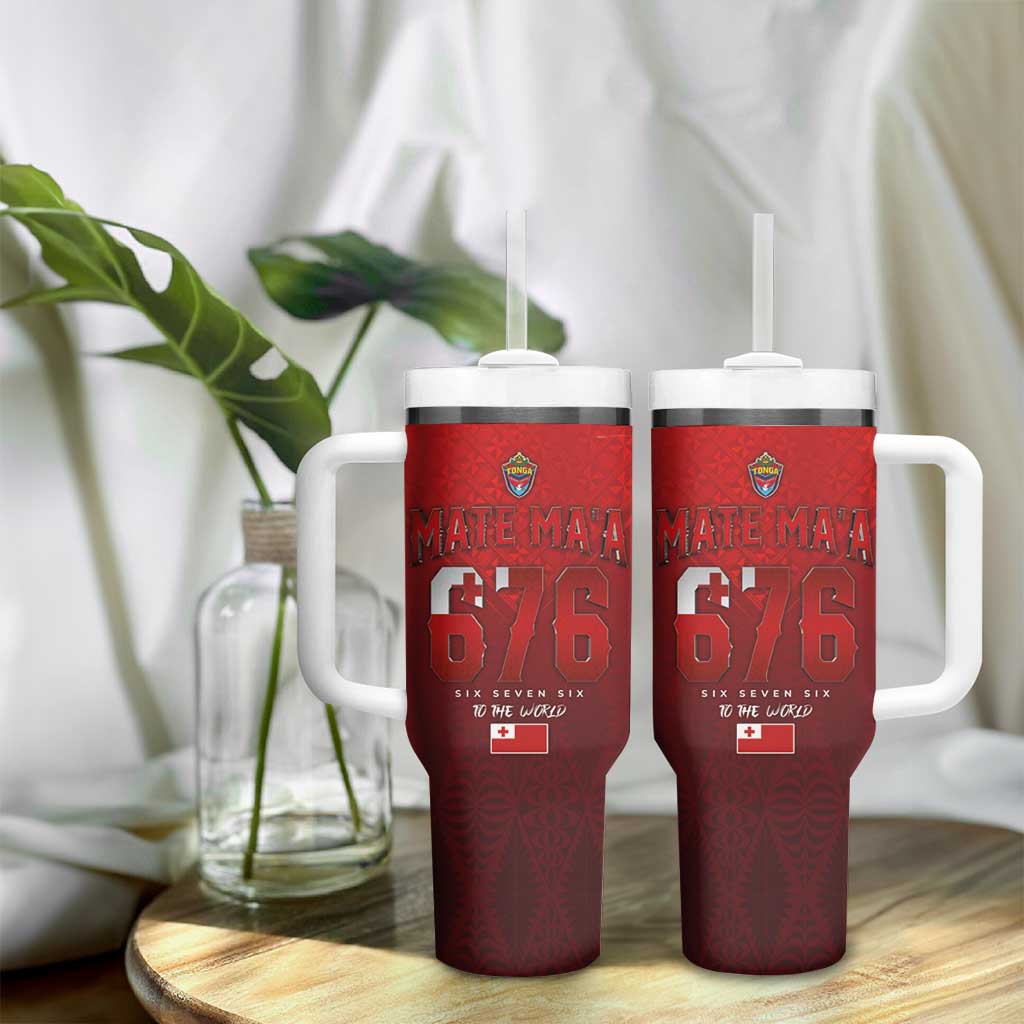 Mate Ma'a Tonga Rugby Tumbler With Handle Six Seven Six to The World LT03 - Polynesian Pride