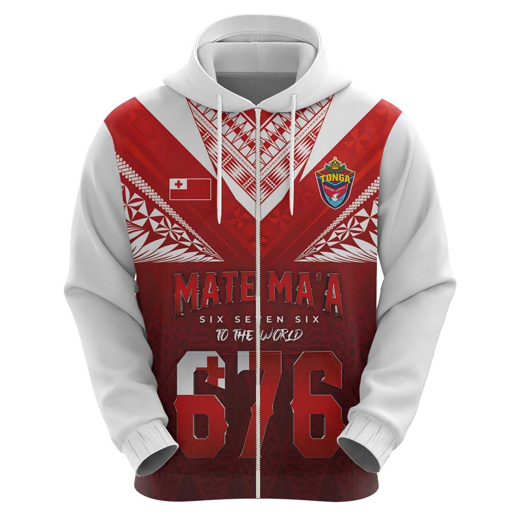 Mate Ma'a Tonga Rugby Zip Hoodie Six Seven Six to The World LT03 - Polynesian Pride