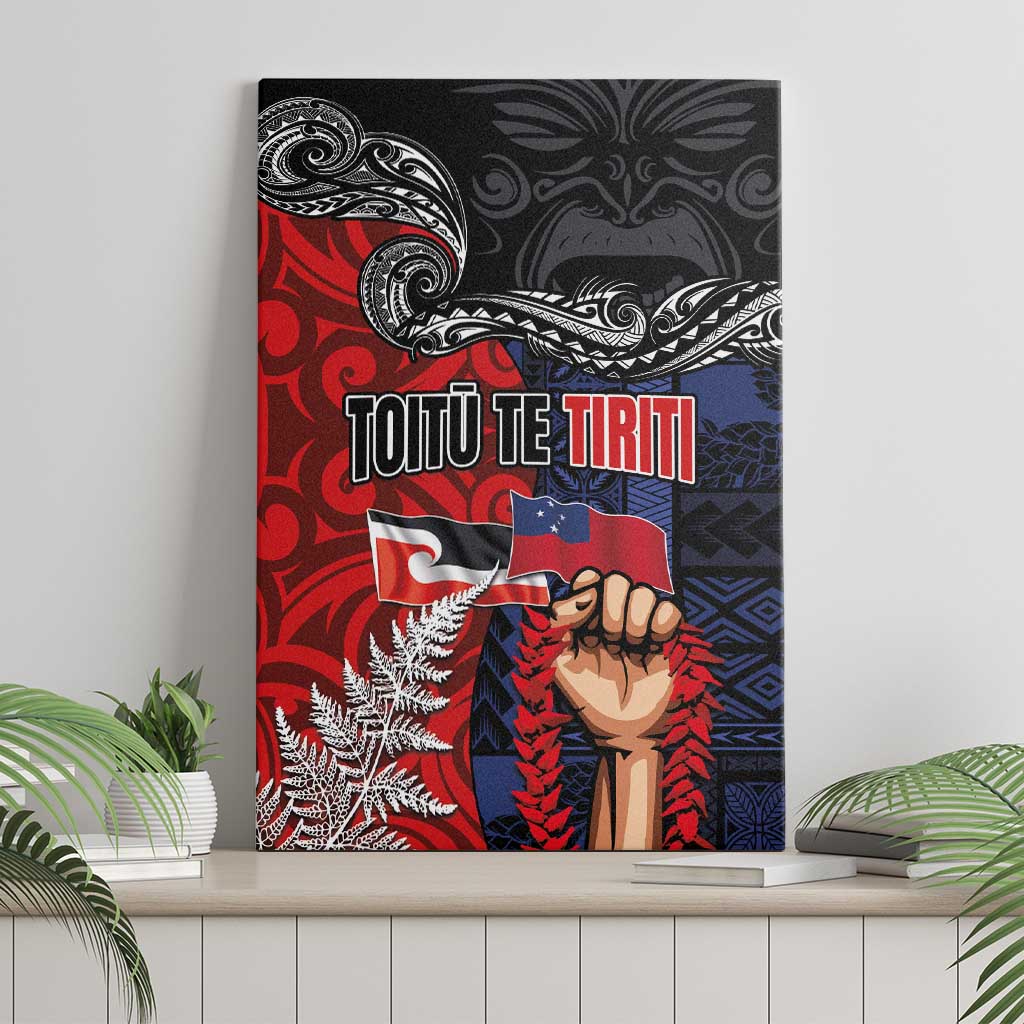 Aotearoa and Samoa Toitu Te Tiriti Canvas Wall Art Honour the Treaty - Te Tiriti Is Us LT03 - Polynesian Pride