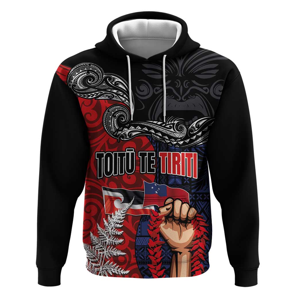 Aotearoa and Samoa Toitu Te Tiriti Hoodie Honour the Treaty - Te Tiriti Is Us