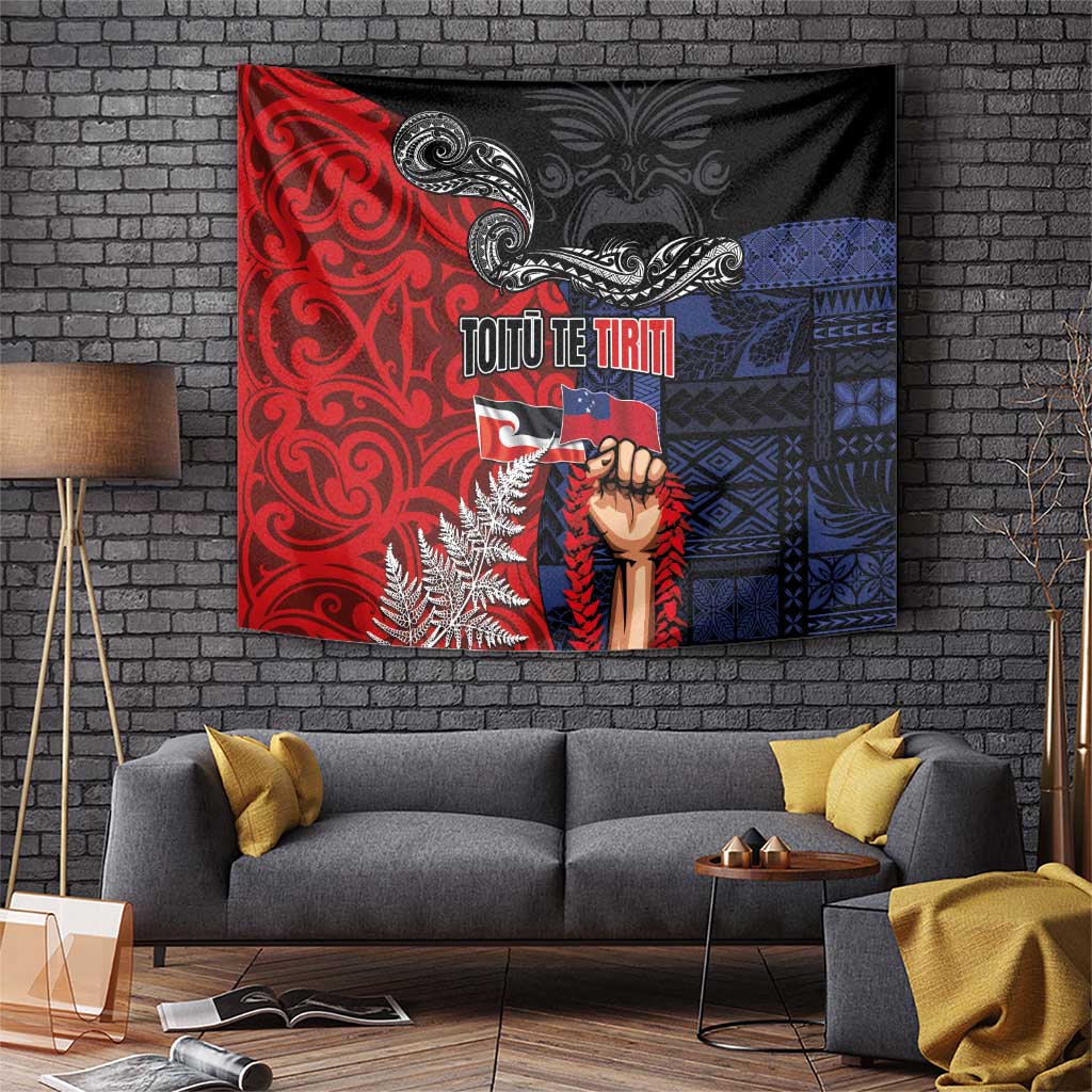 Aotearoa and Samoa Toitu Te Tiriti Tapestry Honour the Treaty - Te Tiriti Is Us LT03 Black - Polynesian Pride