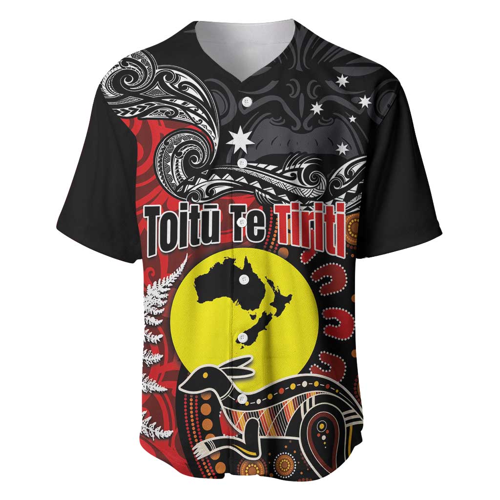 Aotearoa and Australia Toitu Te Tiriti Baseball Jersey Honour the Treaty - Te Tiriti Is Us LT03 Black - Polynesian Pride