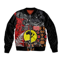 Aotearoa and Australia Toitu Te Tiriti Bomber Jacket Honour the Treaty - Te Tiriti Is Us LT03 Unisex Black - Polynesian Pride