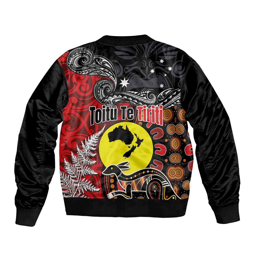 Aotearoa and Australia Toitu Te Tiriti Bomber Jacket Honour the Treaty - Te Tiriti Is Us LT03 - Polynesian Pride
