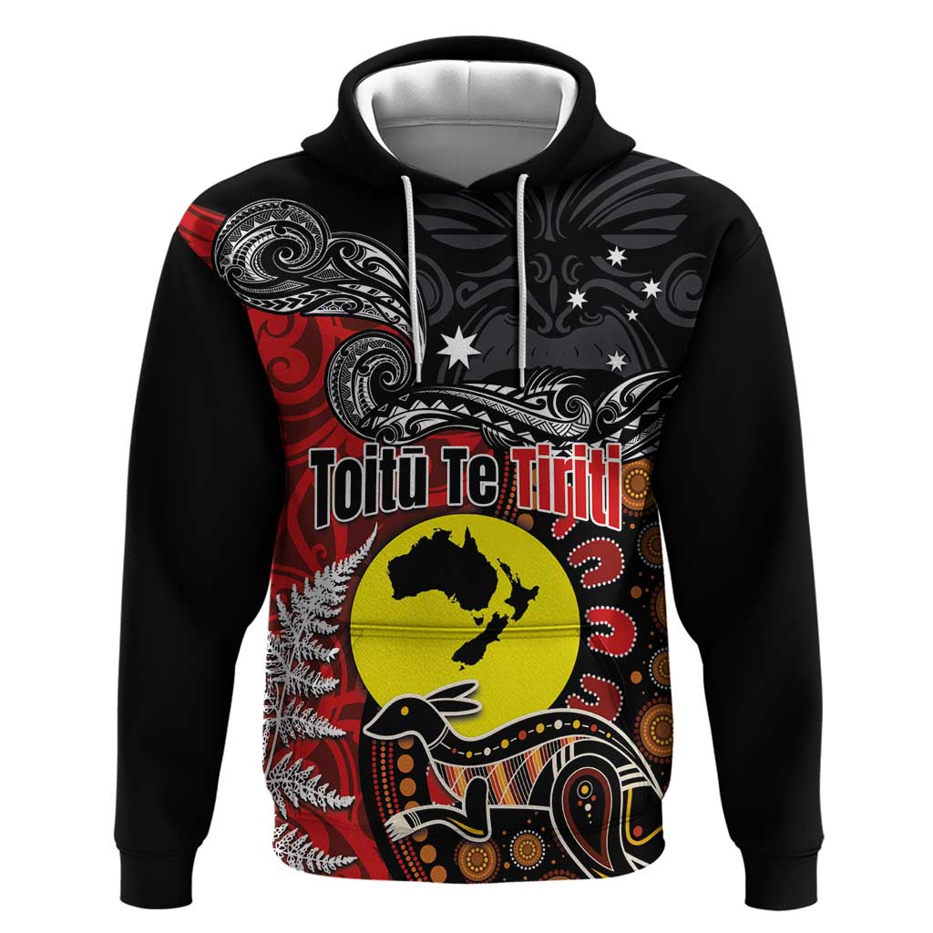 Aotearoa and Australia Toitu Te Tiriti Hoodie Honour the Treaty - Te Tiriti Is Us LT03 Pullover Hoodie Black - Polynesian Pride