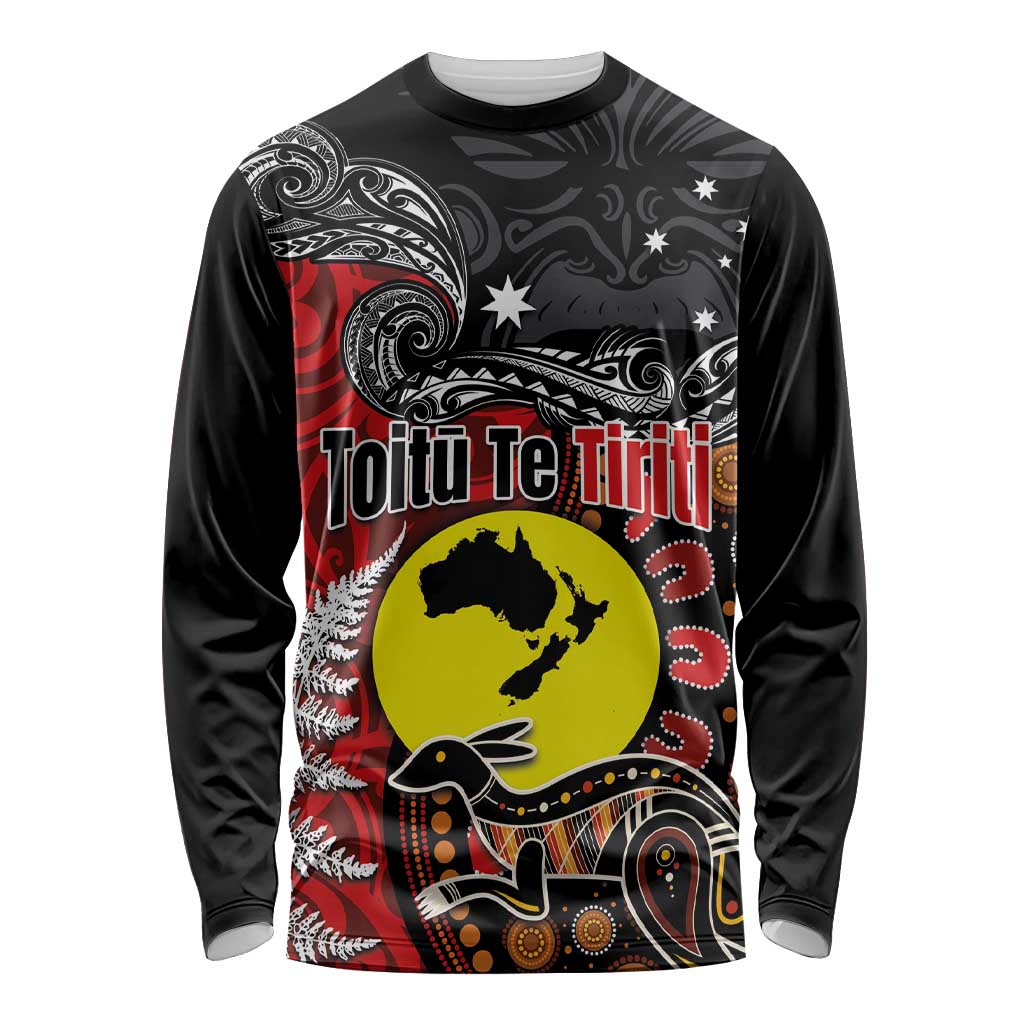 Aotearoa and Australia Toitu Te Tiriti Long Sleeve Shirt Honour the Treaty - Te Tiriti Is Us LT03 Unisex Black - Polynesian Pride