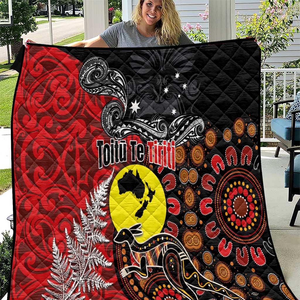 Aotearoa and Australia Toitu Te Tiriti Quilt Honour the Treaty - Te Tiriti Is Us LT03 Black - Polynesian Pride