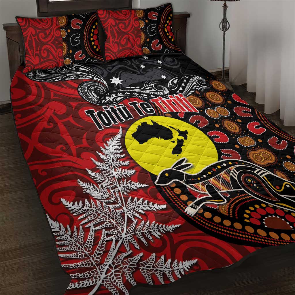 Aotearoa and Australia Toitu Te Tiriti Quilt Bed Set Honour the Treaty - Te Tiriti Is Us LT03 Black - Polynesian Pride