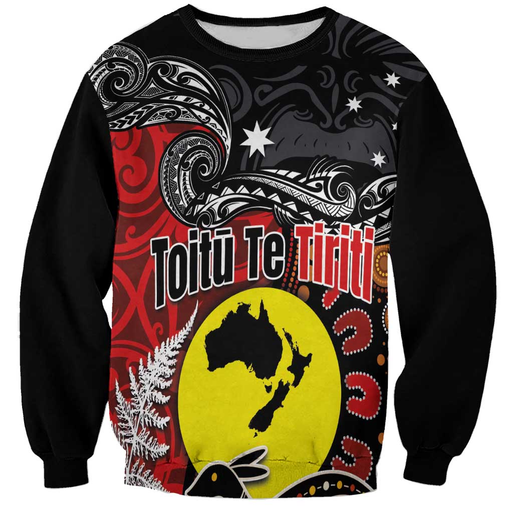 Aotearoa and Australia Toitu Te Tiriti Sweatshirt Honour the Treaty - Te Tiriti Is Us LT03 Unisex Black - Polynesian Pride