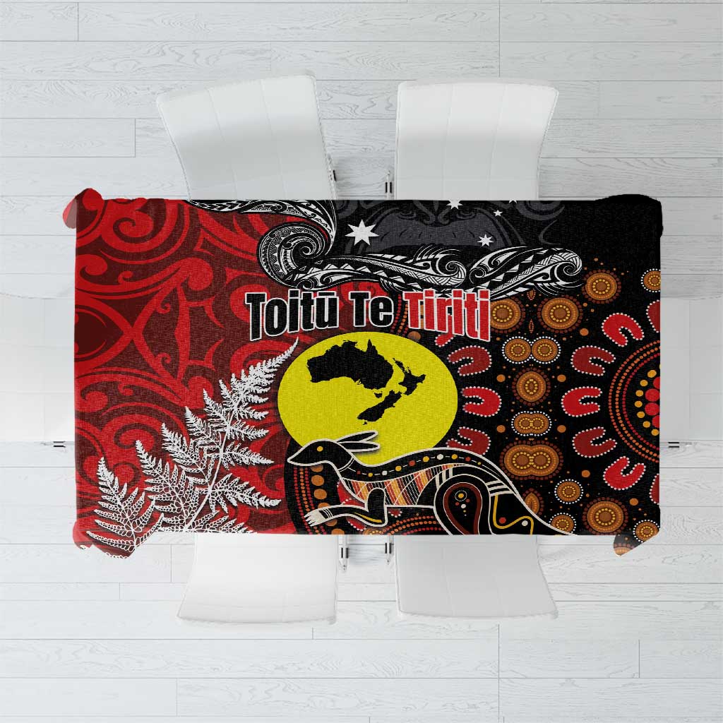 Aotearoa and Australia Toitu Te Tiriti Tablecloth Honour the Treaty - Te Tiriti Is Us LT03 Black - Polynesian Pride