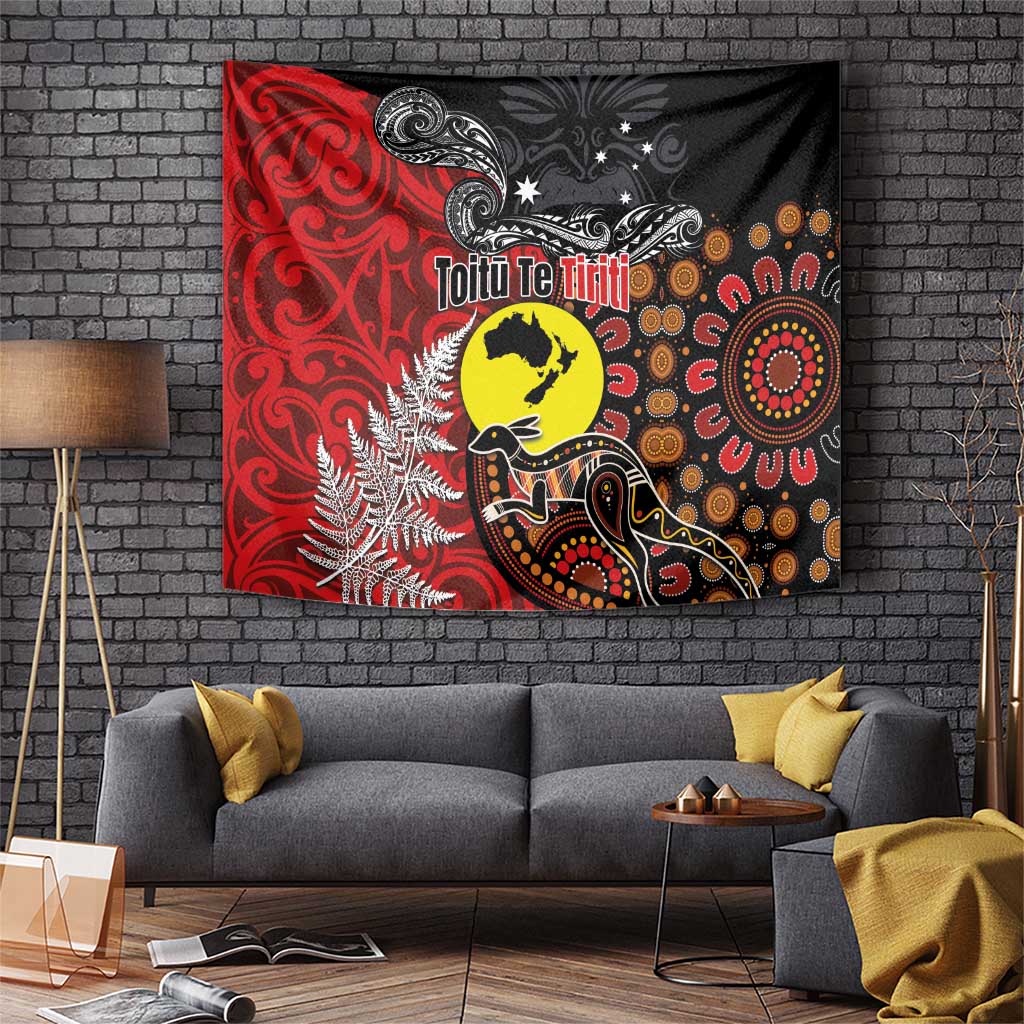 Aotearoa and Australia Toitu Te Tiriti Tapestry Honour the Treaty - Te Tiriti Is Us LT03 Black - Polynesian Pride