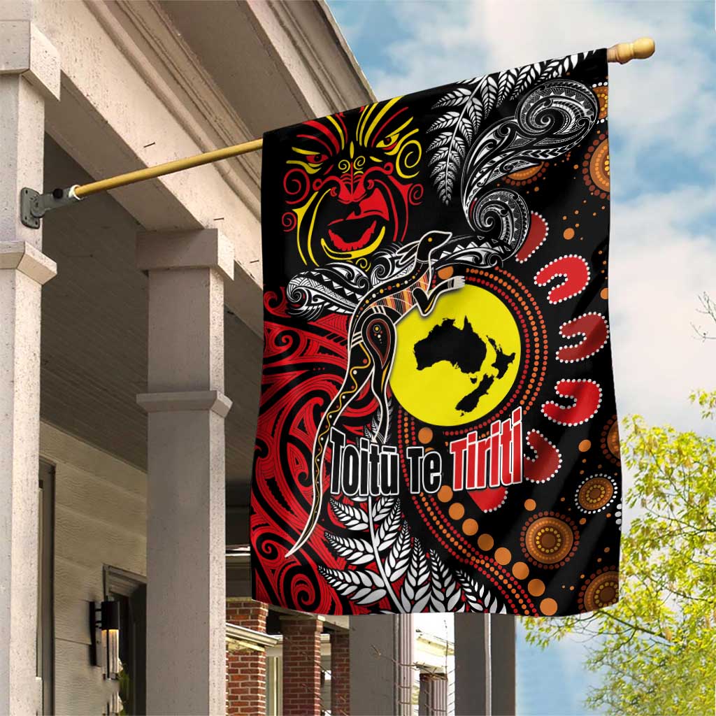 Aotearoa and Australia Toitu Te Tiriti Garden Flag Honour the Treaty - Stand Together Stand Stronger LT03 House Flag Black - Polynesian Pride