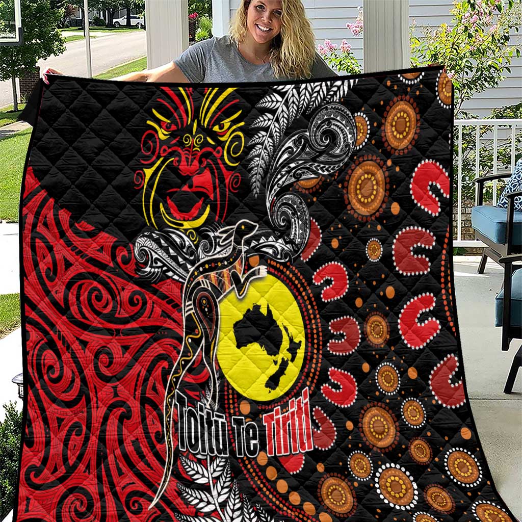 Aotearoa and Australia Toitu Te Tiriti Quilt Honour the Treaty - Stand Together Stand Stronger LT03 Black - Polynesian Pride