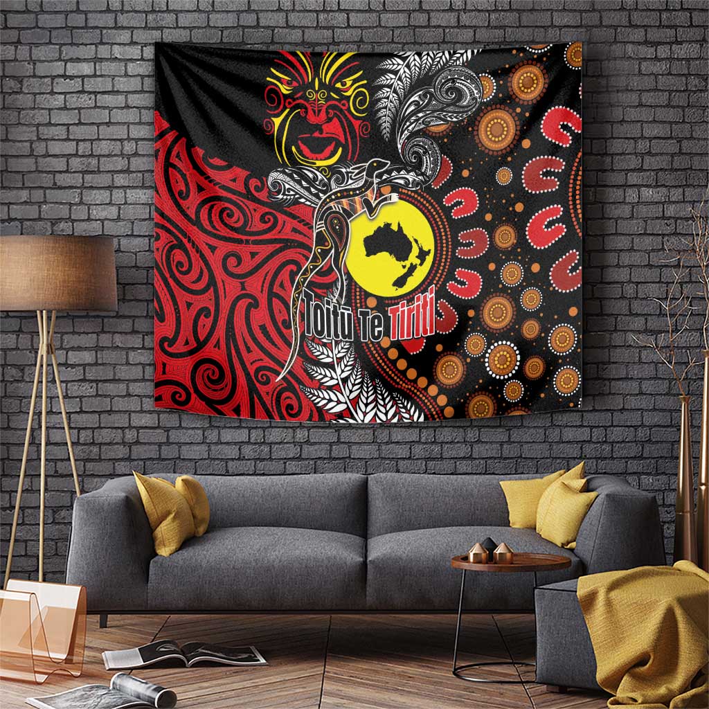 Aotearoa and Australia Toitu Te Tiriti Tapestry Honour the Treaty - Stand Together Stand Stronger LT03 Black - Polynesian Pride