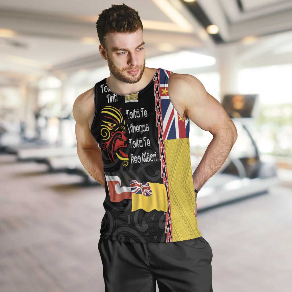Aotearoa and Niue Toitu Te Tiriti Men Tank Top Honour the Treaty - Fight Together Stand Together LT03 Black - Polynesian Pride