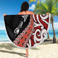 Aotearoa Maori Stylized Koru - Silver Ferns Beach Blanket LT03 - Polynesian Pride