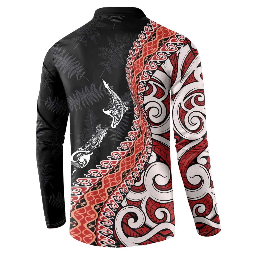 Aotearoa Maori Stylized Koru - Silver Ferns Button Sweatshirt LT03 - Polynesian Pride