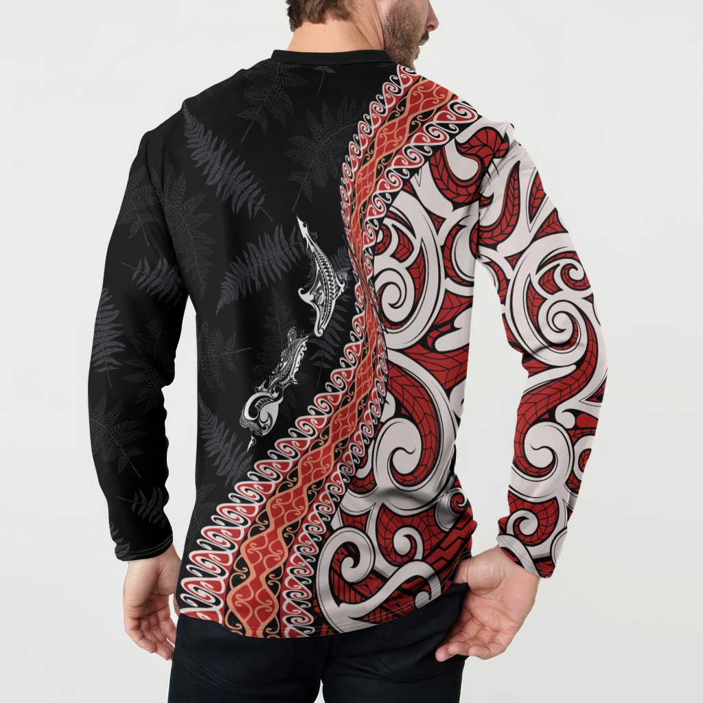 Aotearoa Maori Stylized Koru - Silver Ferns Button Sweatshirt LT03 - Polynesian Pride